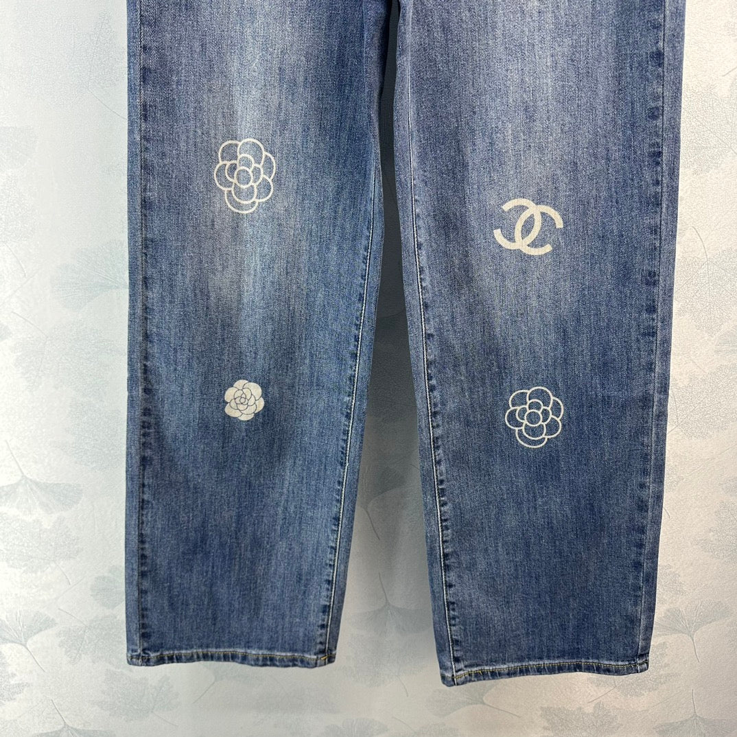 小香家-2404 早春新款高腰牛仔闊腿褲