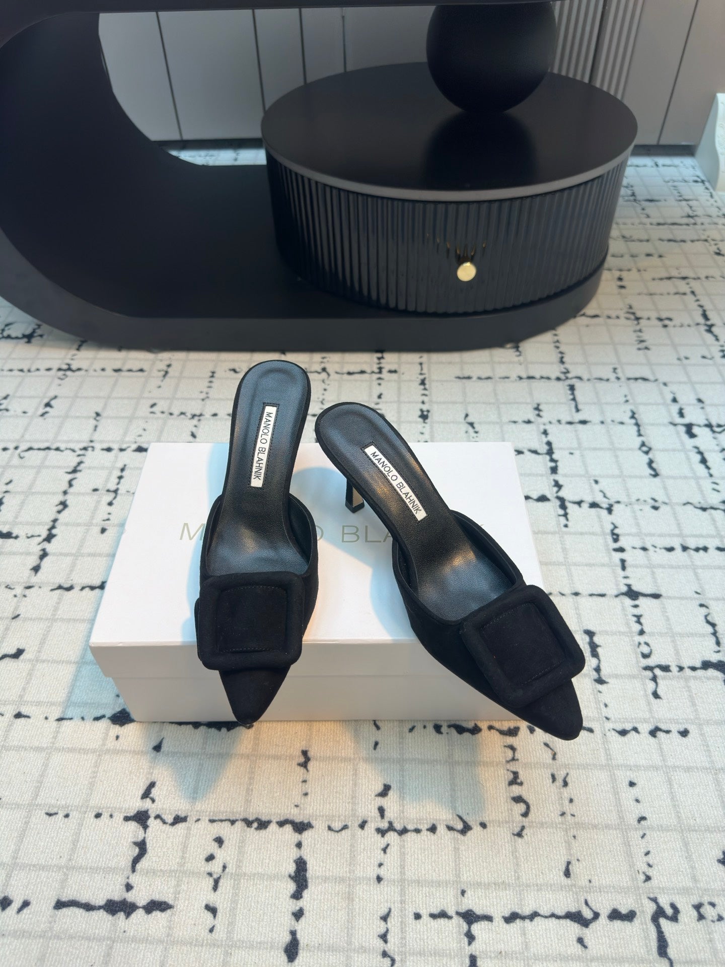 Manolo Blahnik-2024 高跟拖鞋 黑色