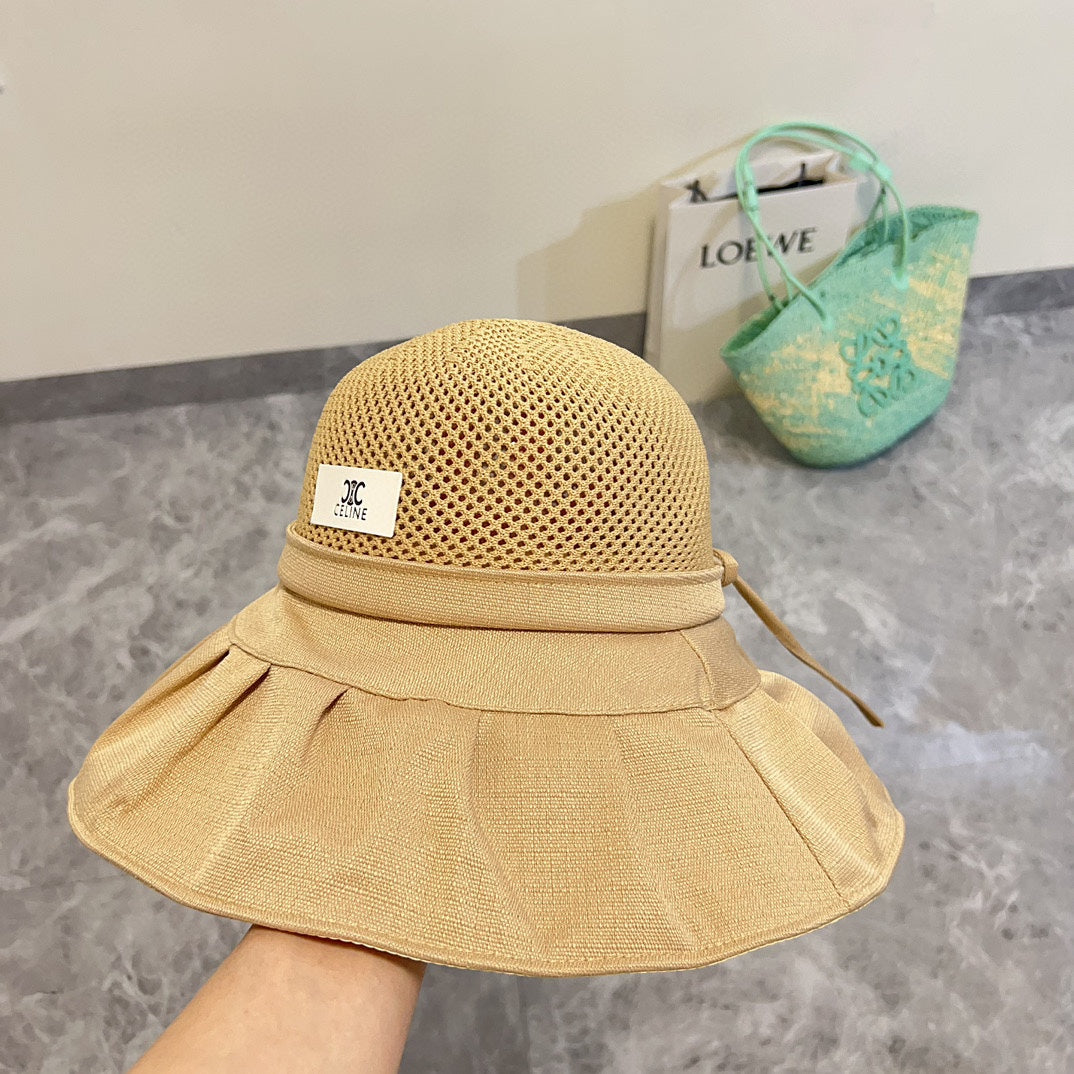 賽C家-2024春夏款大沿拼接漁夫帽 卡其色