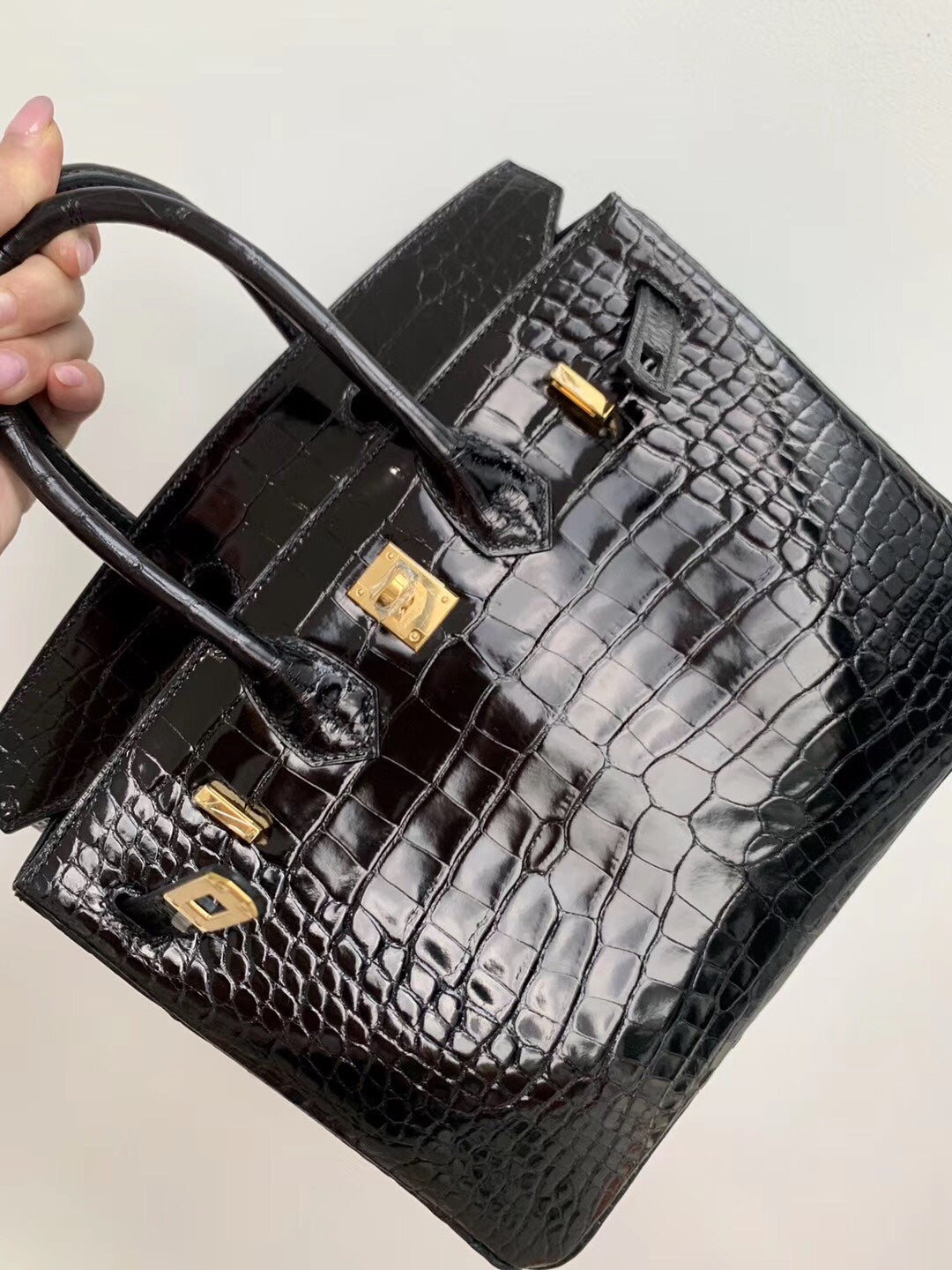 小愛款-Birkin 25 89Noir 美洲鱷魚 黑色 金扣