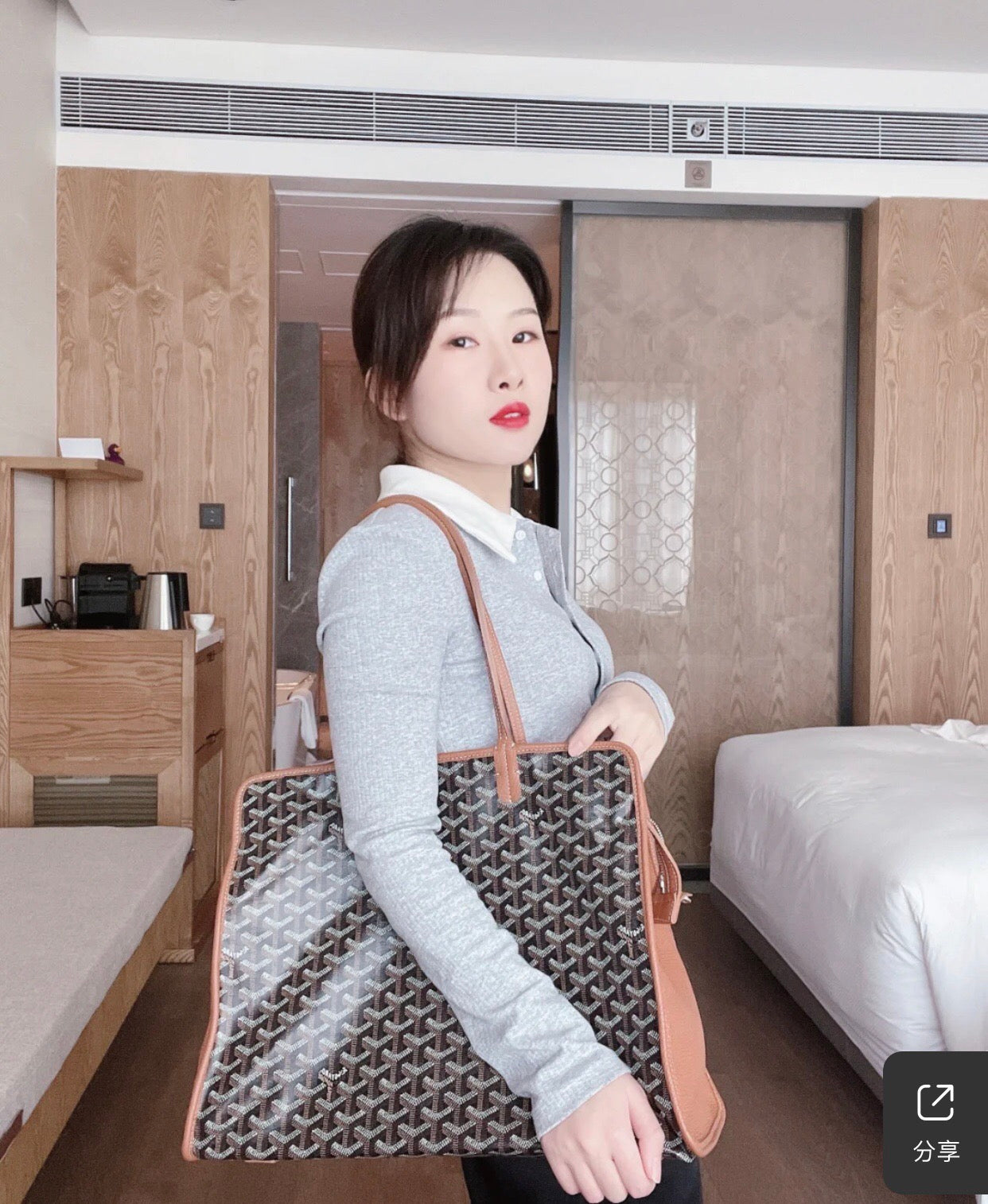 戈G家-帆布小號可折疊包 棕色