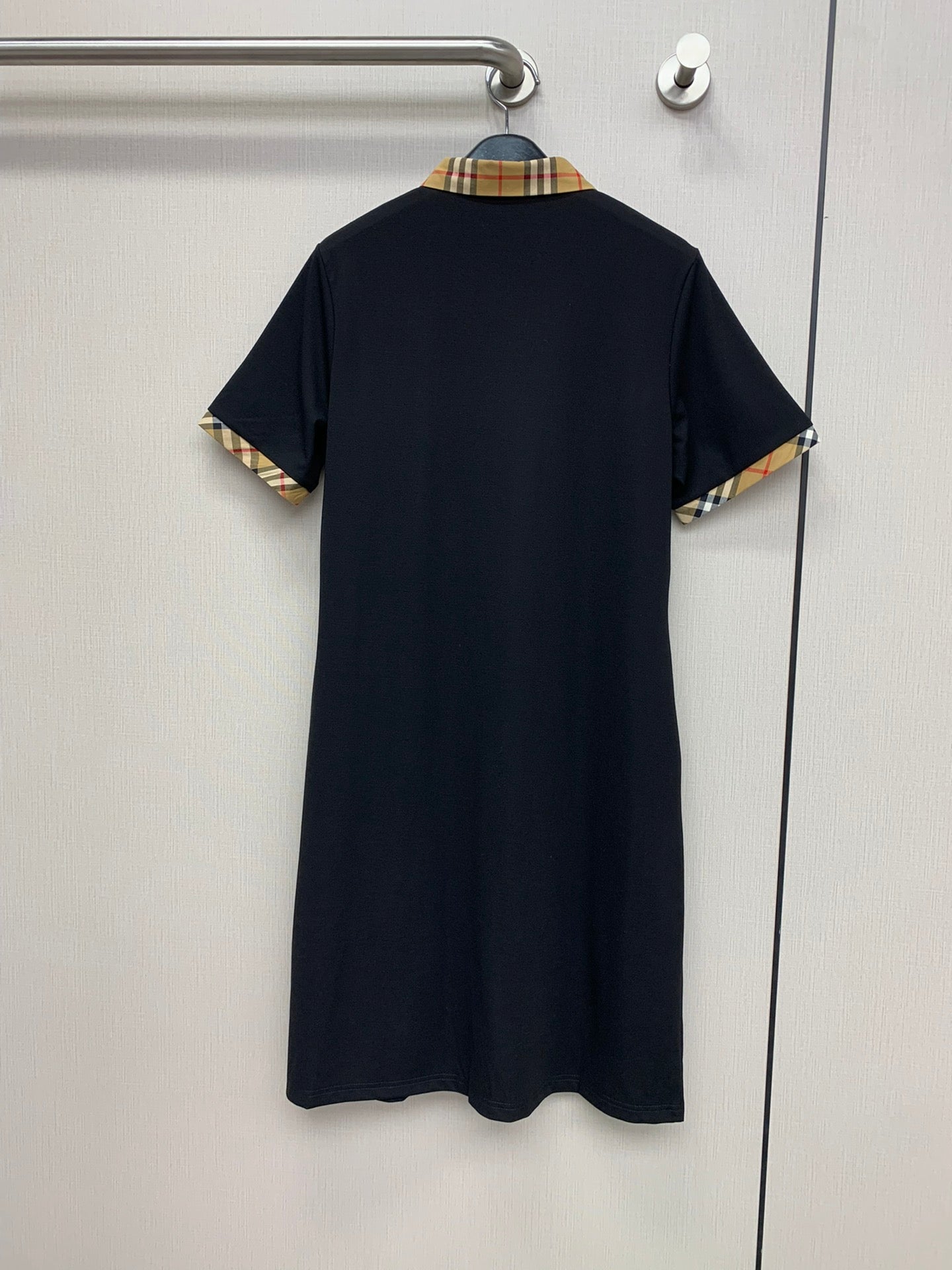 巴B家-2403 早春新款經典格子拼接洋裝 黑色