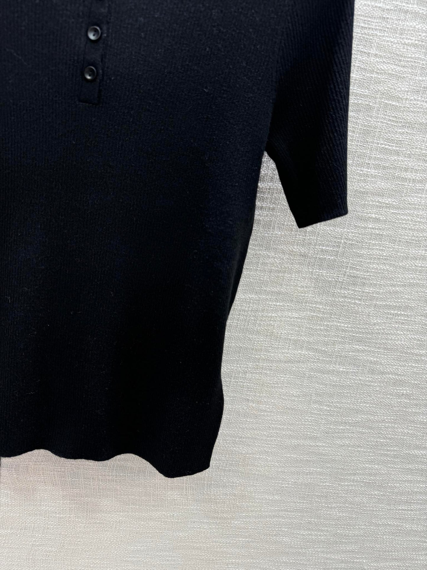迪D家-2403 24春夏最新刺繡CD字母針織短袖 黑色