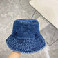 小香家-個性刺繡牛仔漁夫帽 藍色