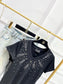 小香風-2403 燙鑽V領短袖Tee 黑色