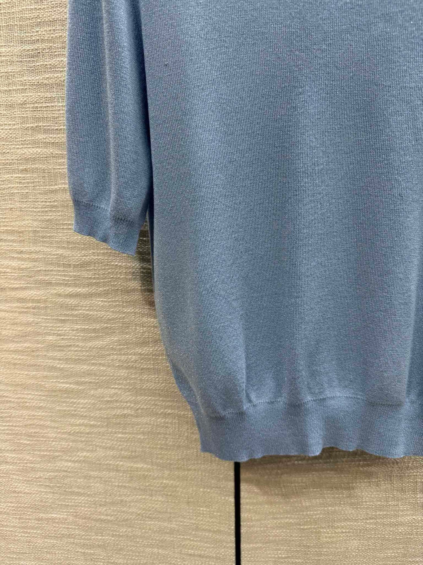 迪D家-2403 24早春最新系列純色系針織短袖 藍色