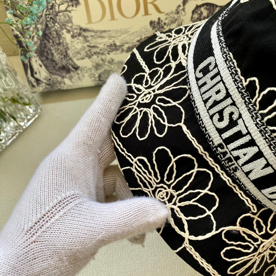 迪D家-早秋新款花朵蕾絲漁夫帽 黑色