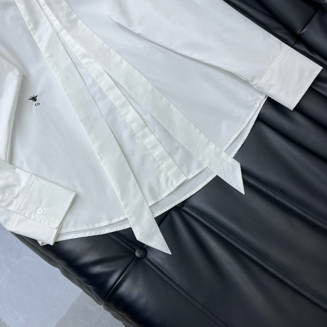 迪D家-2403 24新品上架飄帶襯衫 白色
