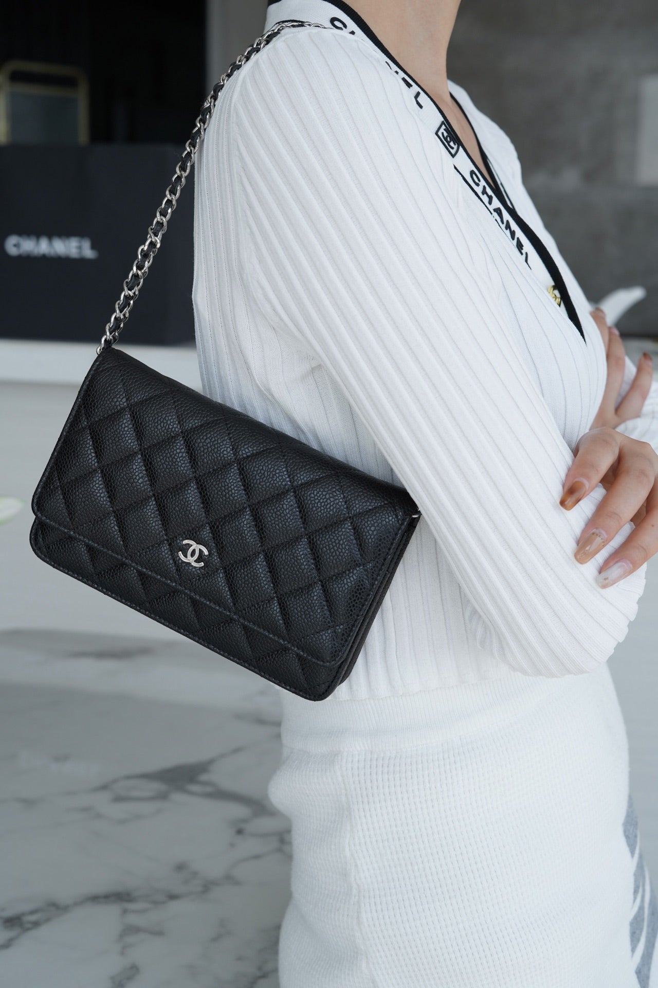 小香家-Chanel Classic WOC 荔枝皮 金扣 銀扣 鍊條包