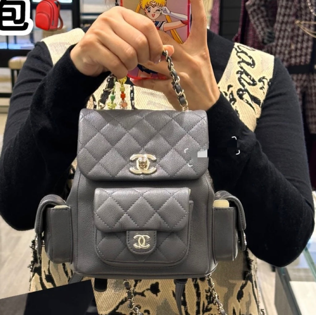 小香家-新款坦克Duma雙肩小號 兩側口袋 灰色
