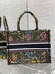 迪D家 Book Tote 刺繡字母軍綠花 中號36.5cm