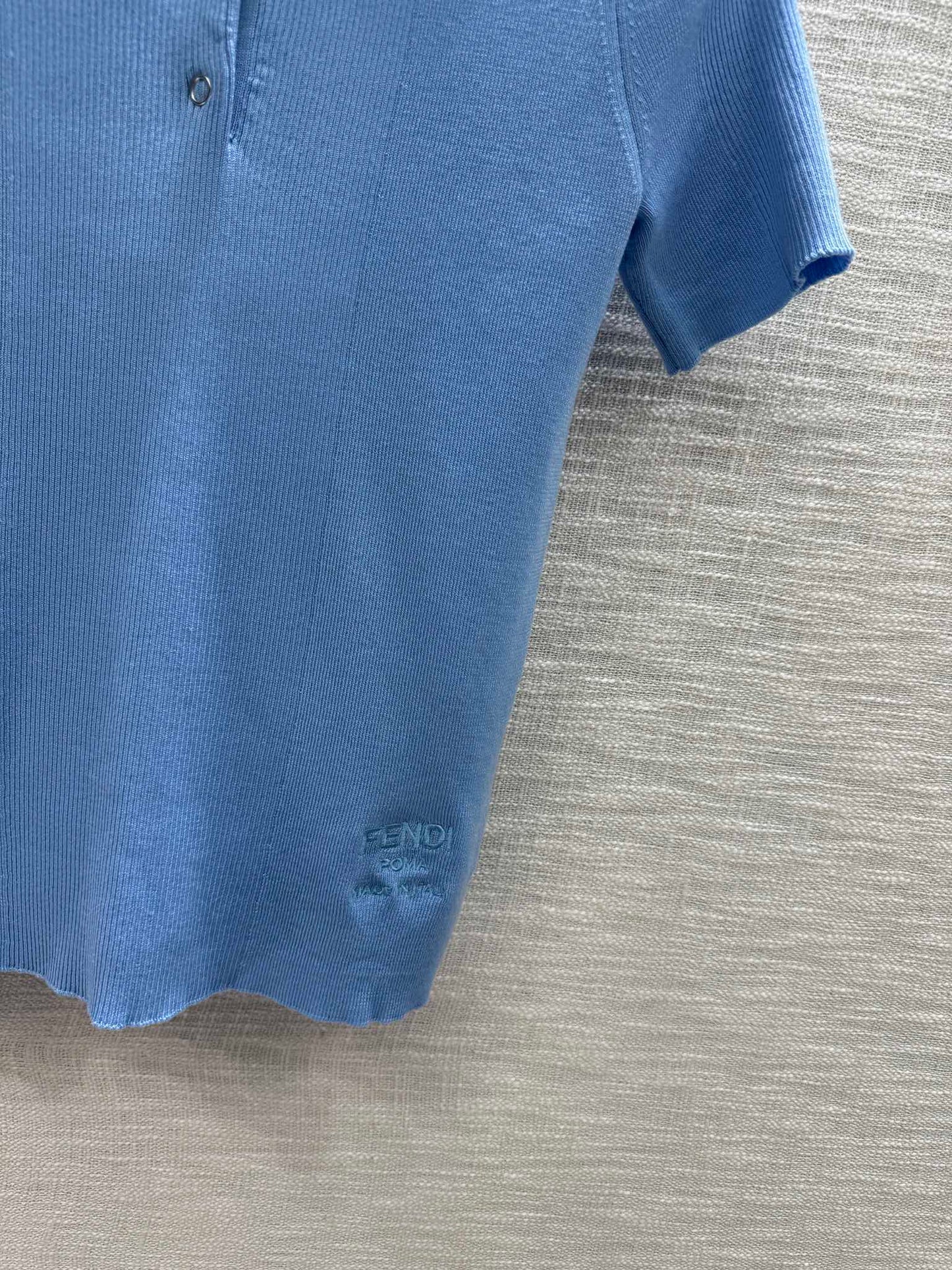 芬F家-2403 24早春最新系列簡約風polo領短袖上衣 藍色