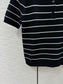 穆M家-2404 撞色條紋polo領針織短袖 黑色