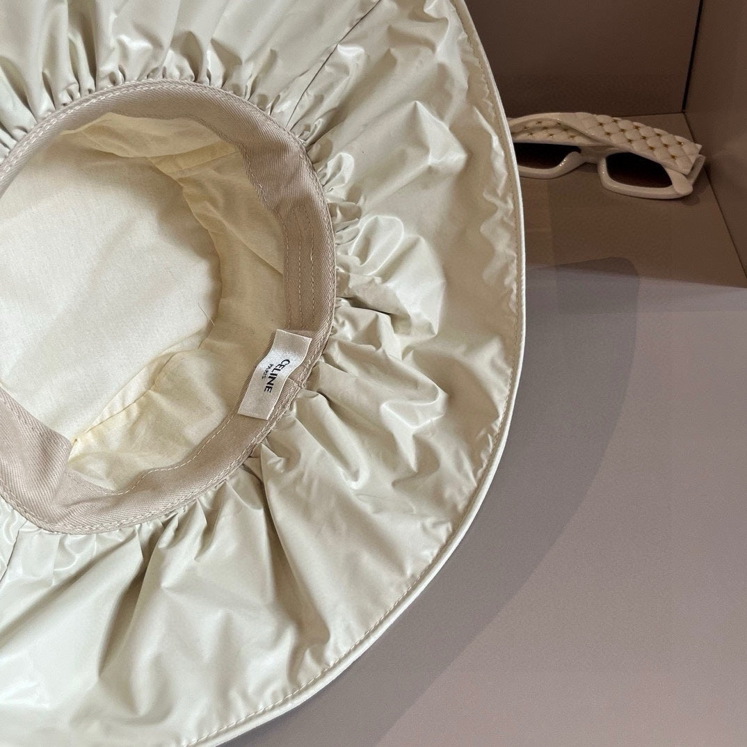 賽C家-抓皺荷葉邊遮陽帽 白色