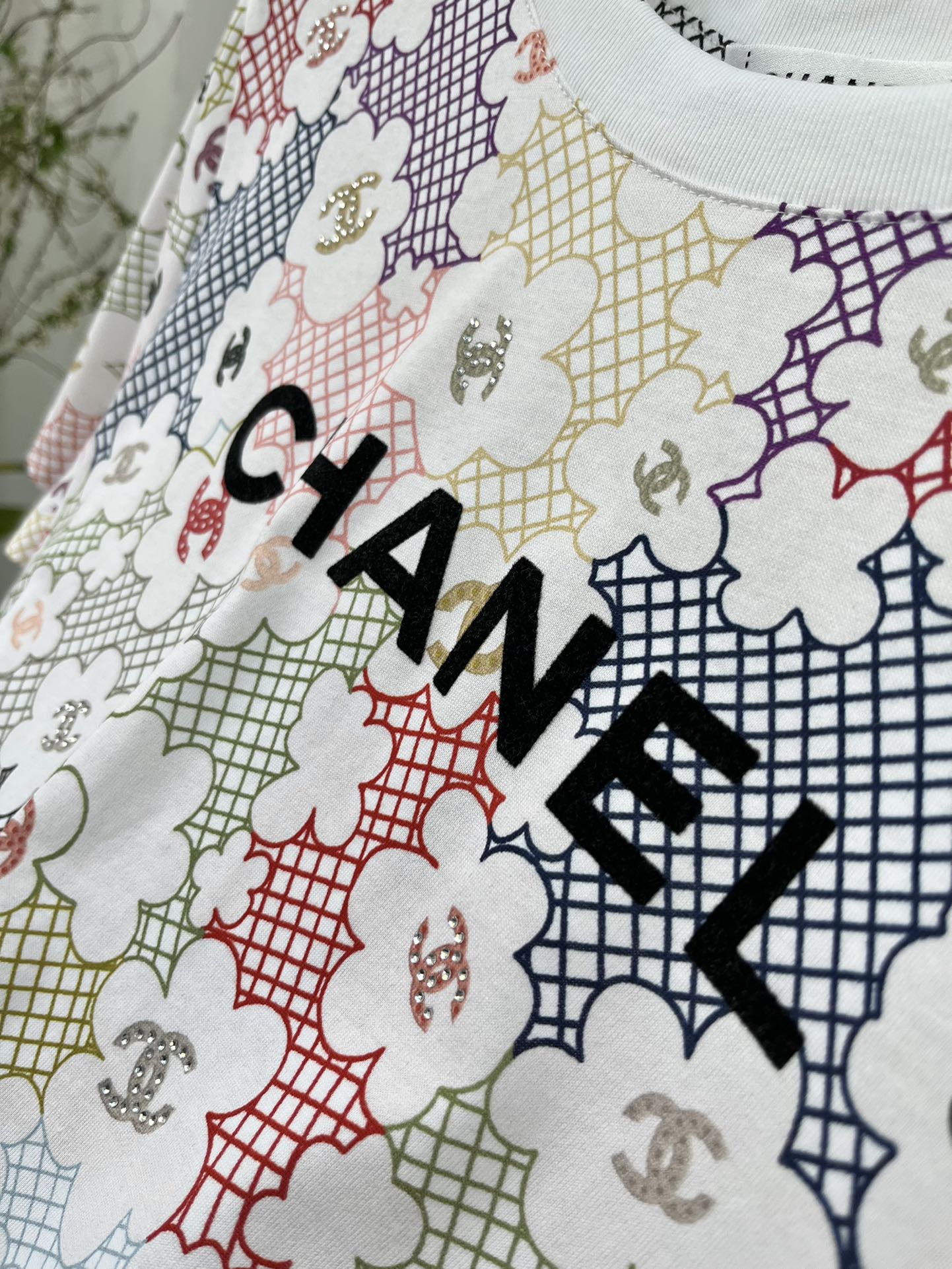 小香風-2403 網格印花訂製絲光全棉TEE