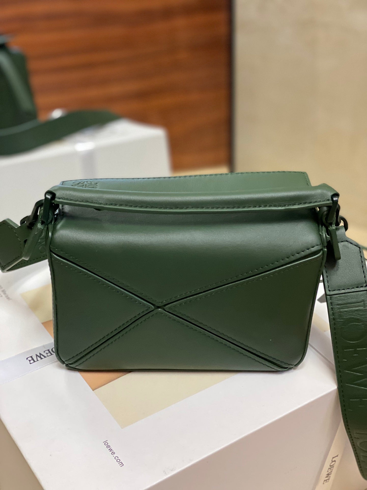 羅L威-puzzle 小牛皮 深綠色 Mini