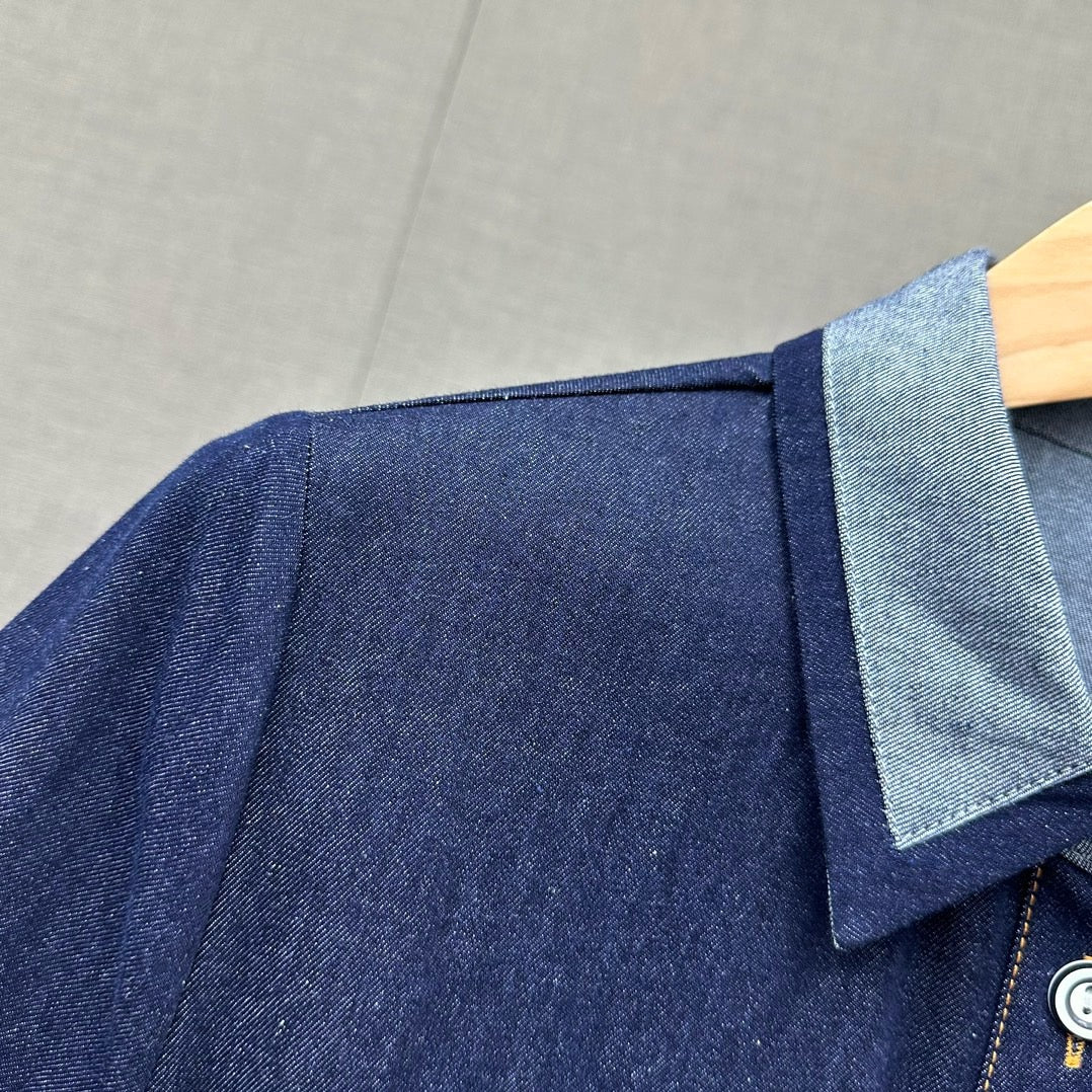 迪D家-2403 24春夏拼色襯衫式牛仔裙