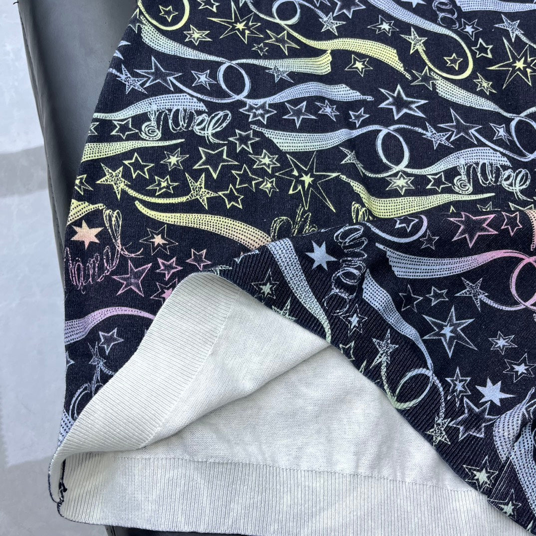 小香家-2403 彗星系列彩印针织短袖連衣裙