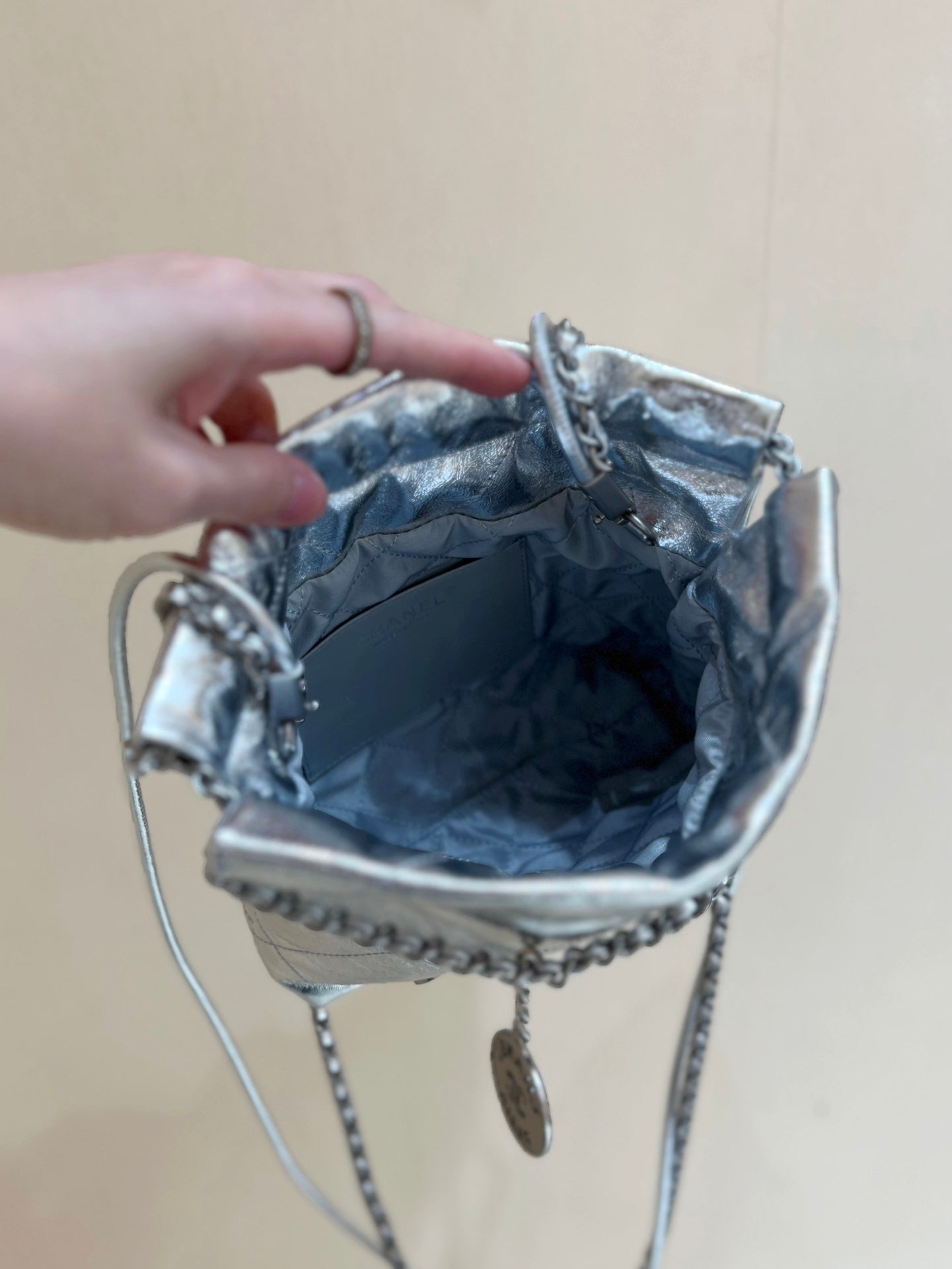 小香家-25C 22Bag Mini金屬皮 銀色