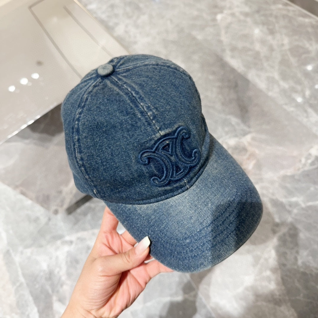 賽C家-新款水洗刺繡Logo棒球帽 丹寧色
