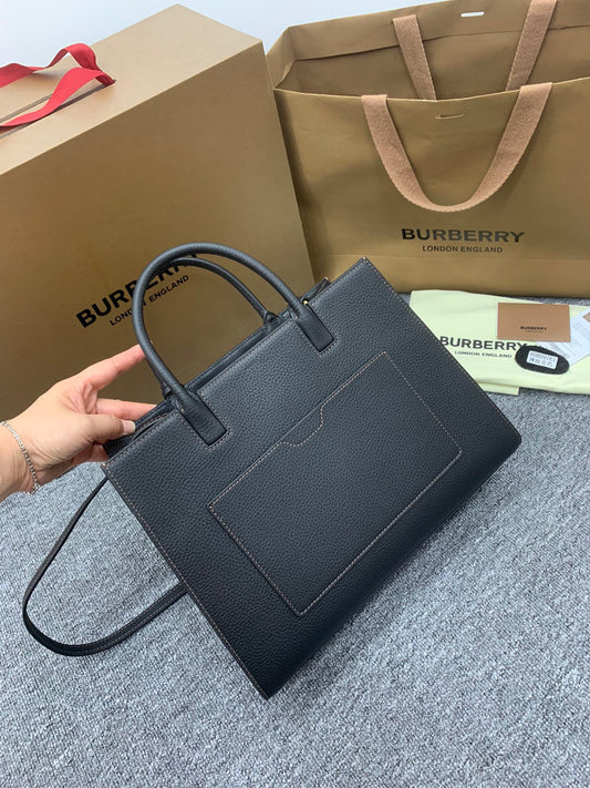 巴B家-Frances 粒紋皮革托特包 黑色 32CM