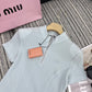 穆M家-2404 24年春夏系列 Miu新款立領墊肩修身套裝 灰色