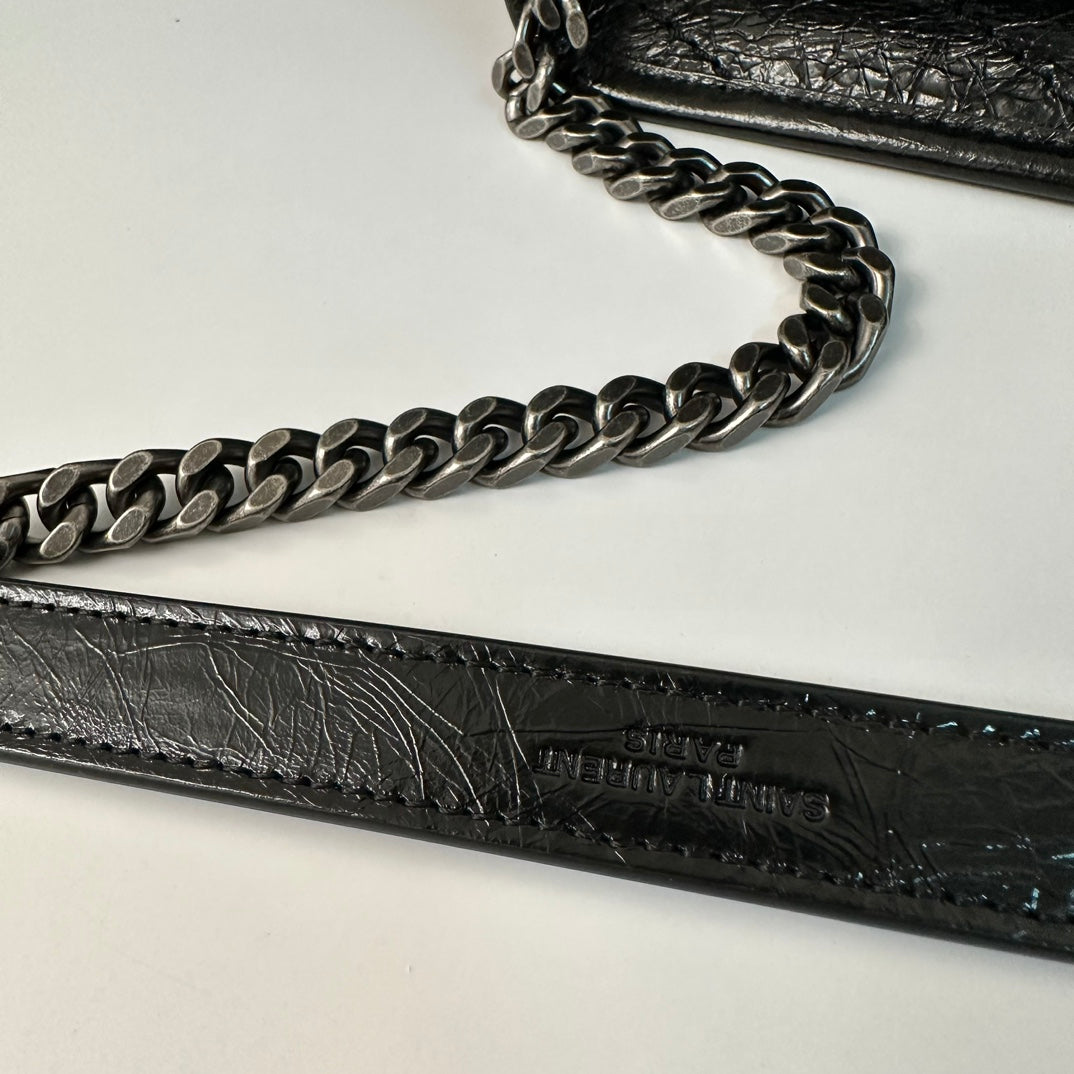 熱銷款 聖Y羅-Niki 28cm 牛皮 黑色古銀鏈