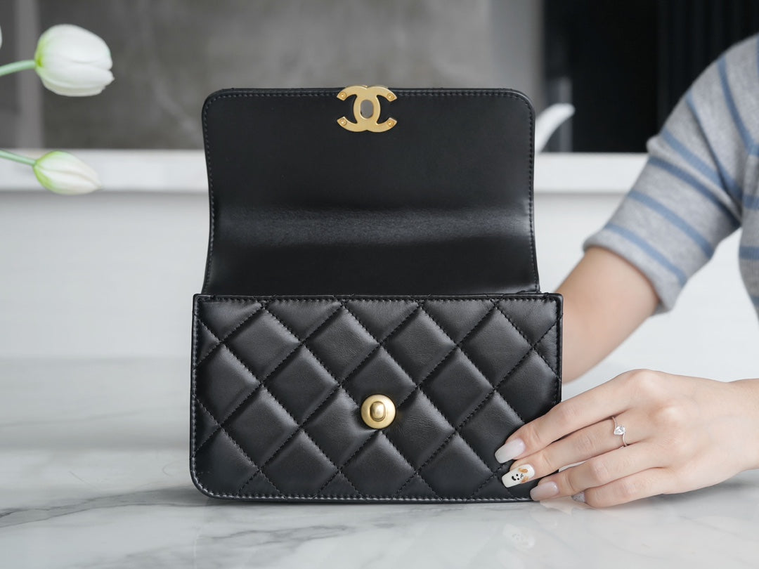 小香家-Chanel 24c雙金球 CF Mini19 黑色