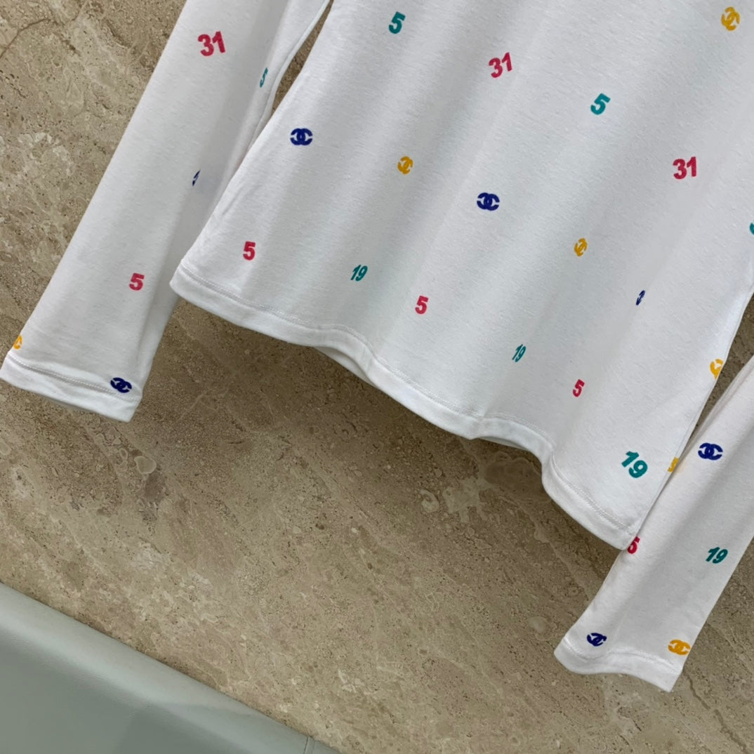 小香家-2403 彩色logo印花長袖TEE