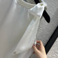 小香家-2404 24s春夏新品蝴蝶結繫帶圓領單袖小上衣 白色