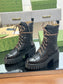 古G家-電繡Matelassé繫帶登山馬丁靴 黑色