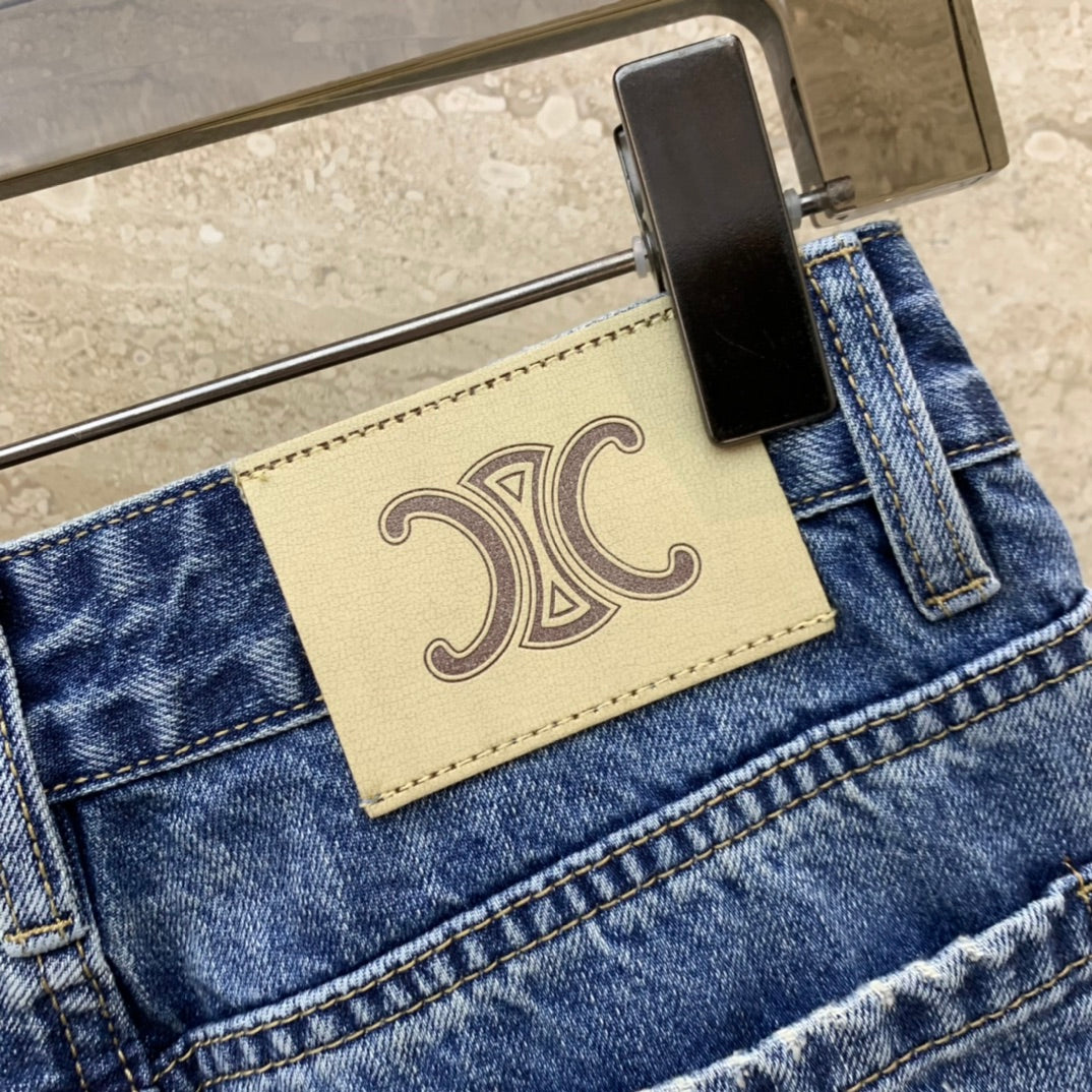 賽C家-2403 經典撞色logo印花牛仔褲