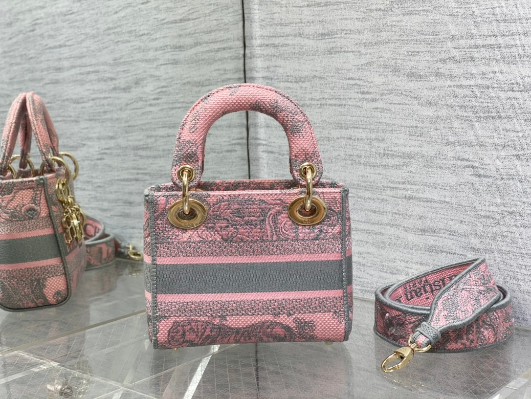 迪D家-Lady Sauvage茹伊印花刺繡系列 粉灰色 Mini