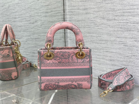 迪D家-Lady Sauvage茹伊印花刺繡系列 粉灰色 Mini