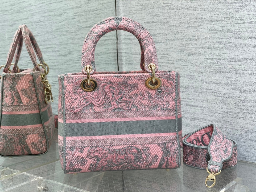 迪D家-Lady Sauvage茹伊印花刺繡系列 粉灰色 24cm