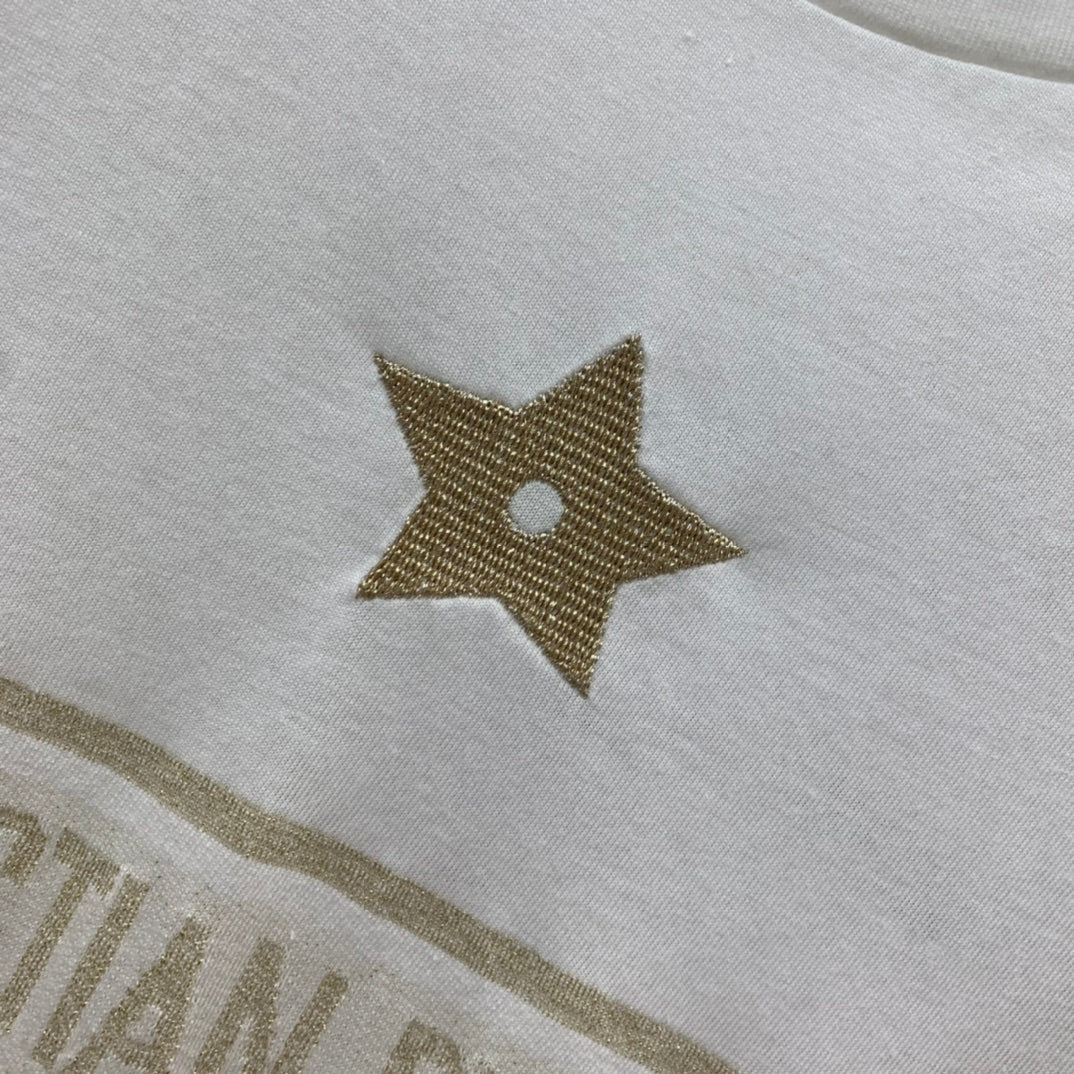 迪D家-2403 金線五角星刺繡短袖TEE