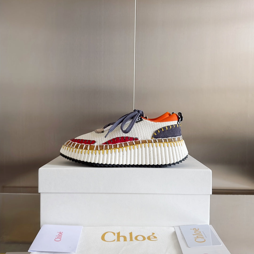 克羅C-Nama sneaker彩虹系列 網面拼色休閒運動鞋 白橘色