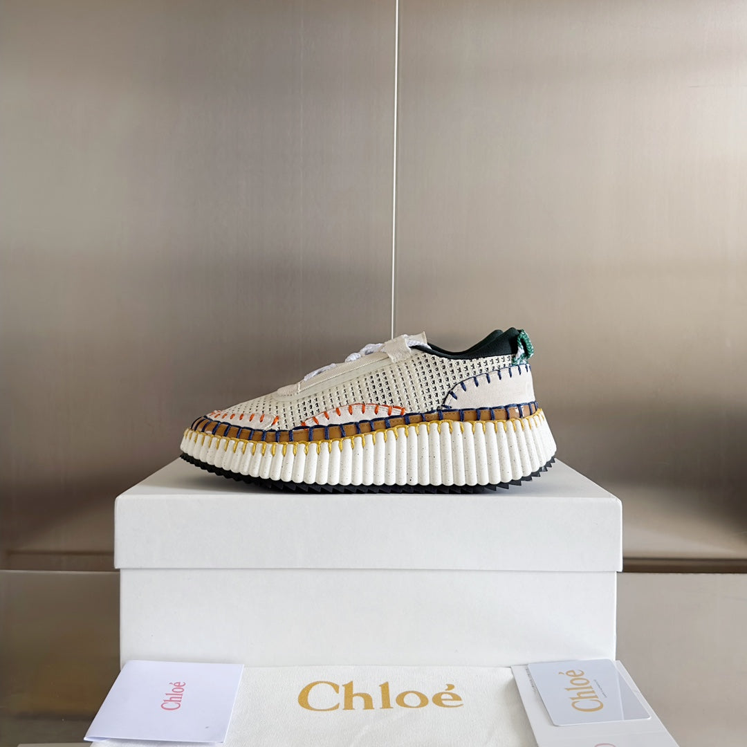 克羅C-Nama sneaker彩虹系列 網面拼色休閒運動鞋 白綠色