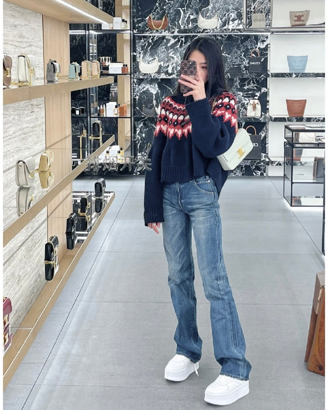 賽c家-新款Celine凱旋門鏈帶包 白色