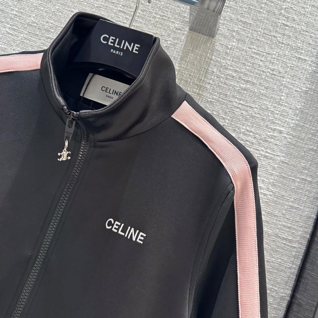 賽C家-2403 24早春新品粉條拼邊黑色學院風套裝