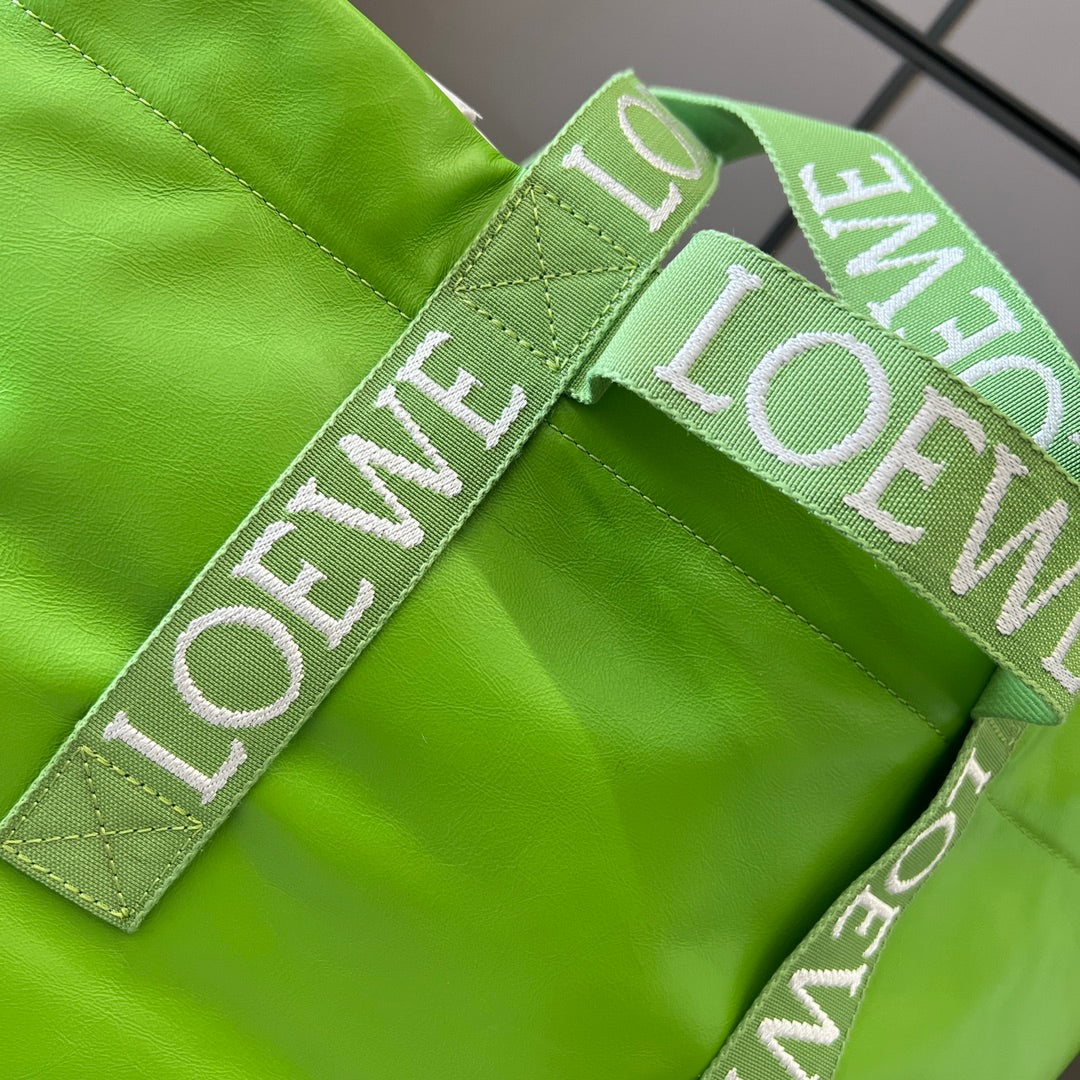 羅L威-Fold Shopper手袋 紙質小牛皮 綠色