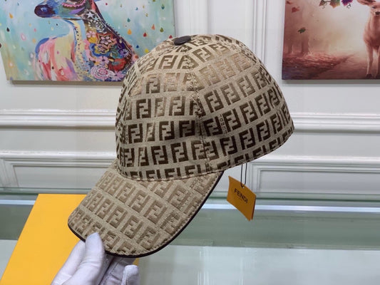 芬F家-雙F刺繡帆布棒球帽 卡其色