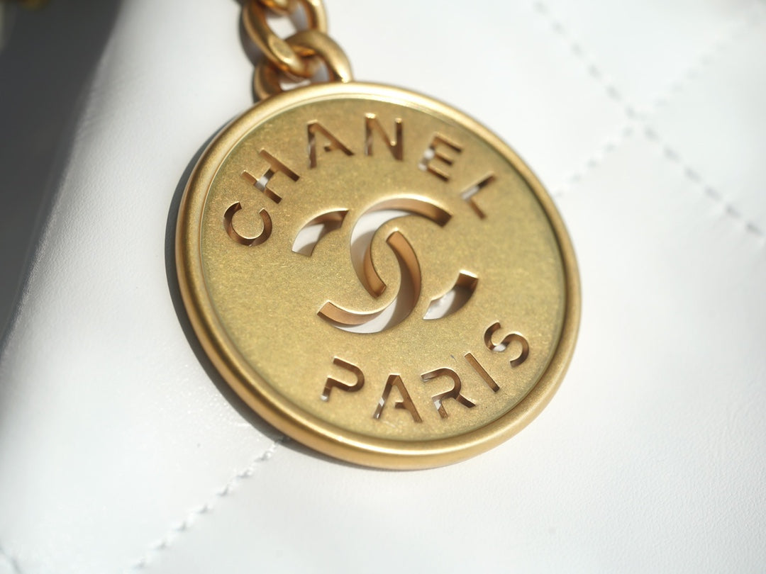 小香家-Chanel 22號手袋 橫版 白金色