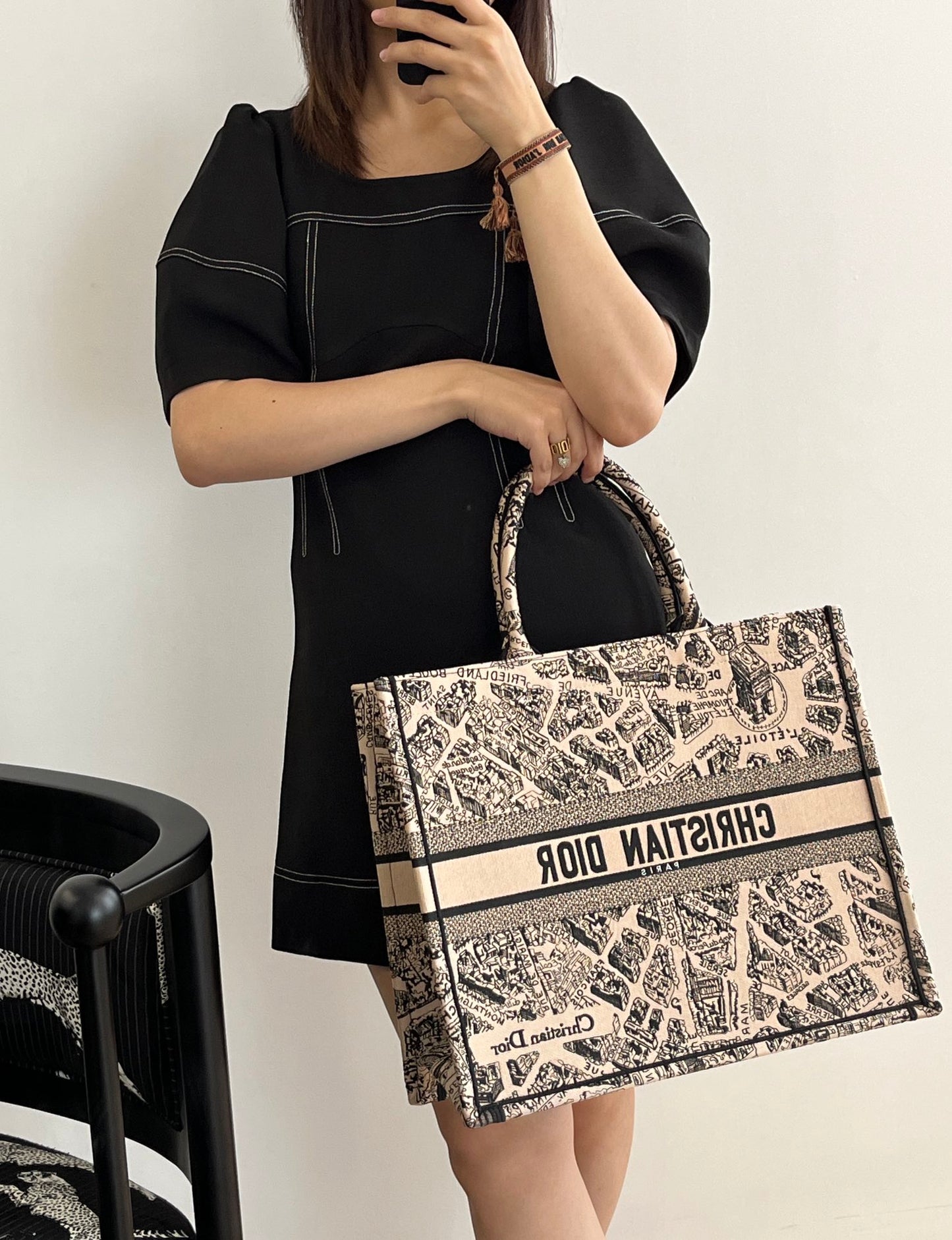 迪D家-2023春夏新款 Tote 巴黎地圖杏色 大號