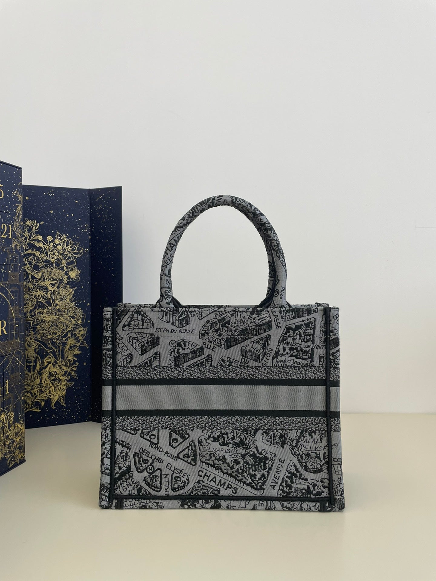 迪D家-2023春夏新款 Tote 巴黎地圖灰色 小號