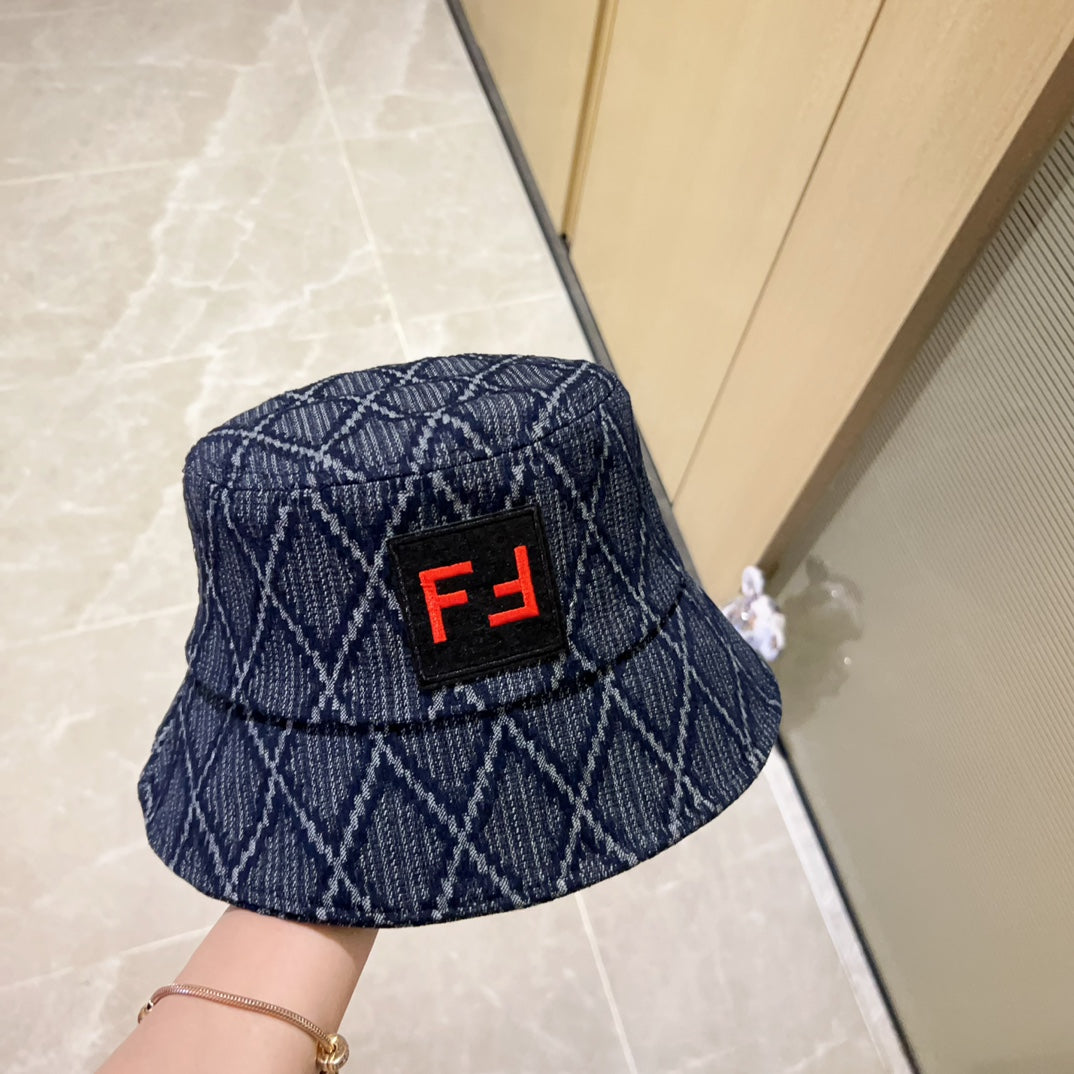 芬F家-2023新款格紋牛仔漁夫帽
