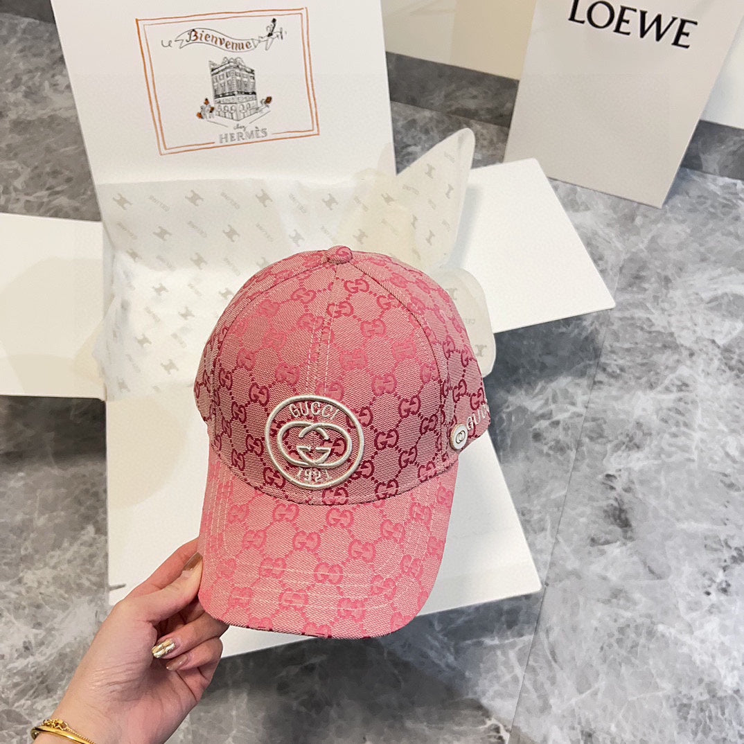 古G家-2024新款 重工刺繡Logo棒球帽 粉色