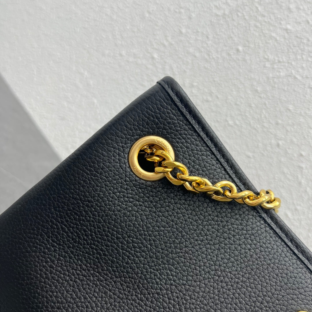 賽c家-新款 newspaper chain bag 雙鍊條腋下包 黑色