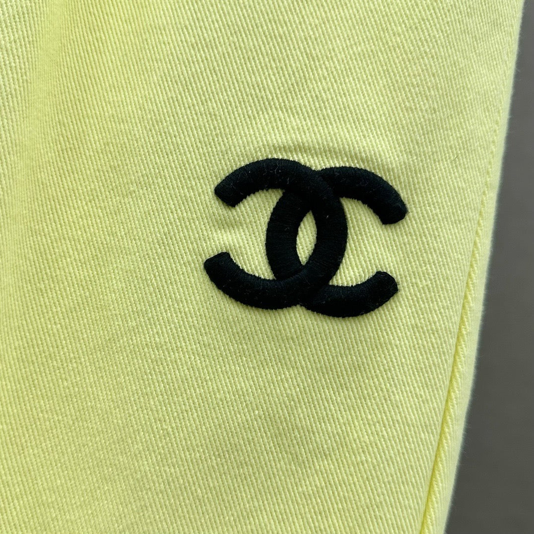 小香家-2403 春夏logo高腰闊腿牛仔褲