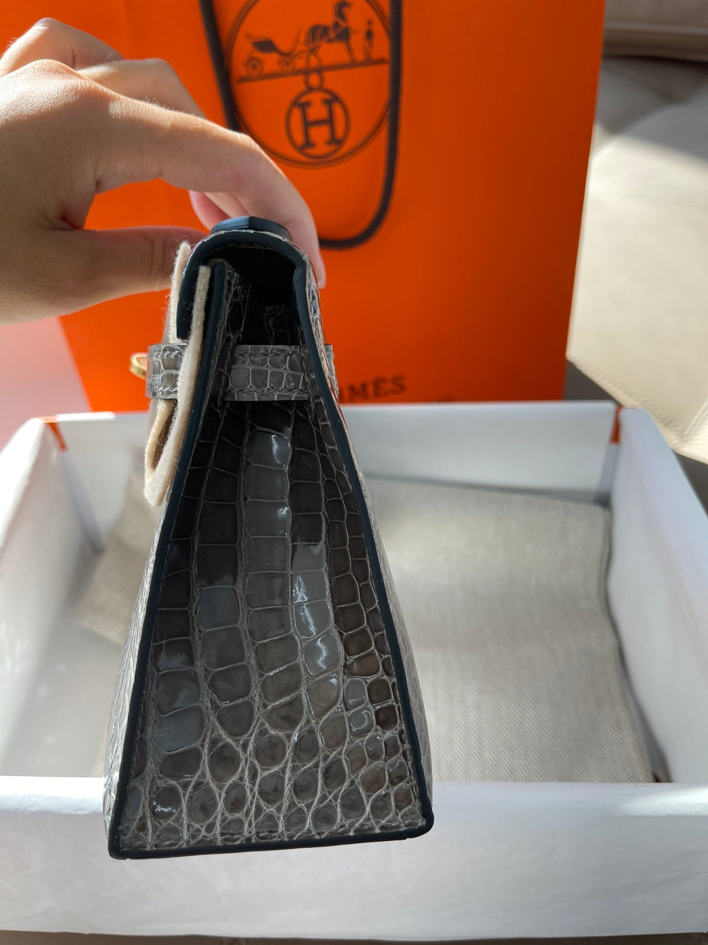 小愛款-Kelly Mini 1代 斑鳩灰 金扣